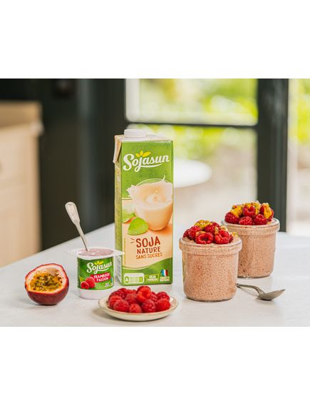Sojasun Веган йогурт з ферментованої сої Малина-Маракуйя 4шт*100 г, зображення 2