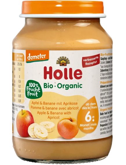 Holle Пюре фруктове від 6 місяців Яблуко-Банан-Абрикос органічне 190 г