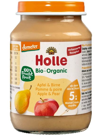 Holle Пюре фруктове від 5 місяців Яблуко-Груша органічне 190 г