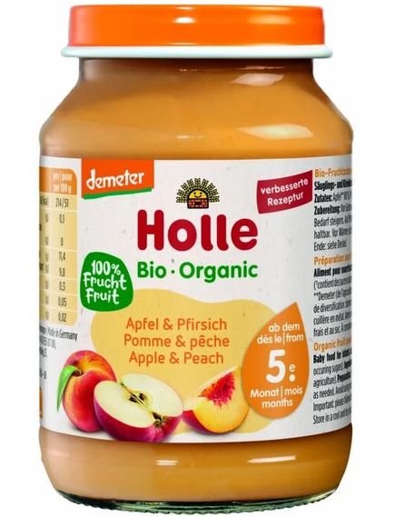 Holle Пюре фруктове від 5 місяців Яблуко-Персик органічне 190 г