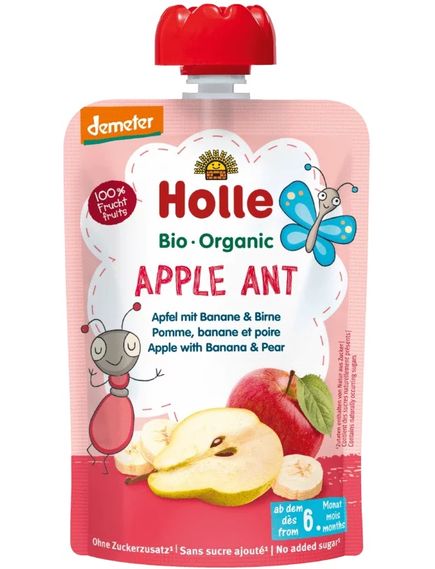Holle Пюре фруктове від 6 місяців Яблуко-Банан-Груша Apple Ant органічне 100 г