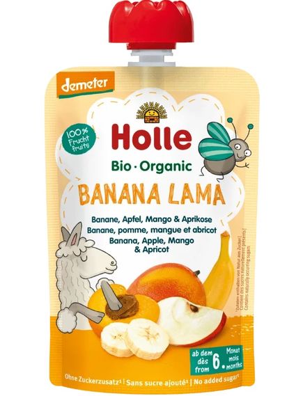 Holle Пюре фруктове від 6 місяців Банан-Яблуко-Манго-Абрикос Banana Lama органічне 100 г