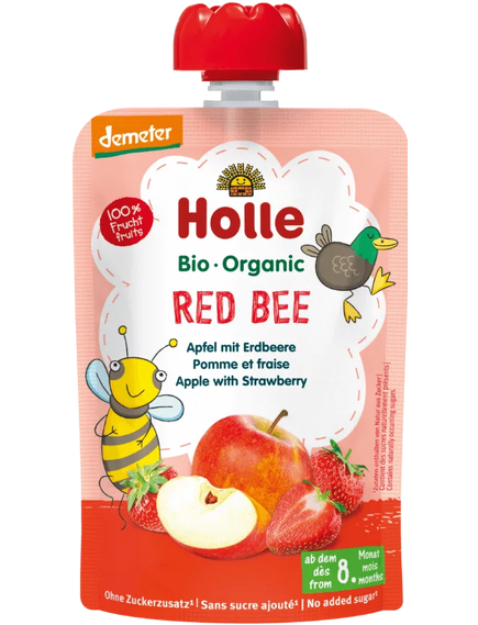 Holle Пюре фруктове від 8 місяців Яблуко-Полуниця Red Bee органічне 100 г