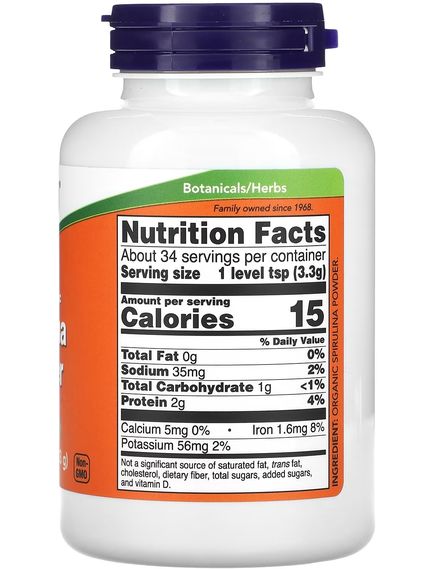 Now Foods Спіруліна порошок органічний 113 г, зображення 2