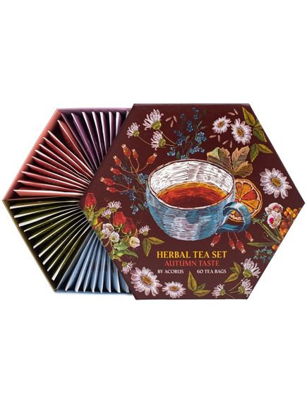 Чайний набір Осінній Autumn Tea Set Acorus 6 видів по 10 пакетиків-саше 105 г, зображення 2