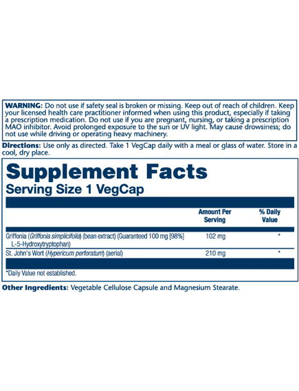 Guaranteed Potency 5-HTP + St. John's 100mg - 30 vcaps, зображення 2