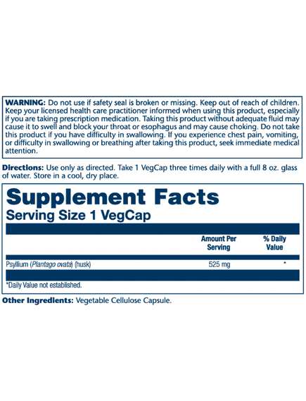 Psyllium Husk 525mg - 100 vcaps, зображення 2