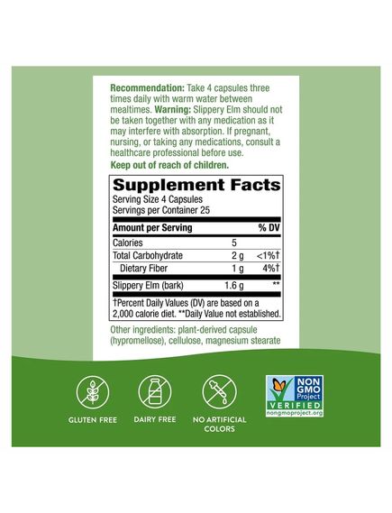 (04.07 Очікування) Slippery Elm Bark - 100 vcaps, зображення 2