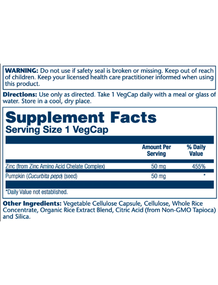 (14.06 Очікування) Zinc 50mg - 100 vcaps, зображення 2