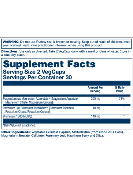 (14.06 Очікування) Magnesium & Potassium Asporotate w/Bromelain, Veg Cap (Btl-Plastic) 60ct, зображення 2