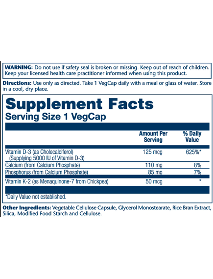 (14.06 Очікування) Vitamin D3 + K2 5000IU - 60 vcaps, зображення 2