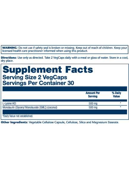 (14.06 Очікування) L-Lysine Monolaurin 1:1 - 60 vcaps, зображення 2