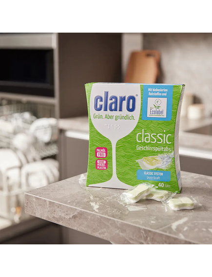 Claro Таблетки для миття посуду в посудомийній машині Еко Classic Tabs 40 шт., зображення 2