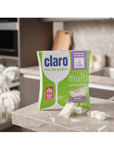 Claro Таблетки для миття посуду в посудомийній машині Еко Multi Tabs 30 шт., зображення 2