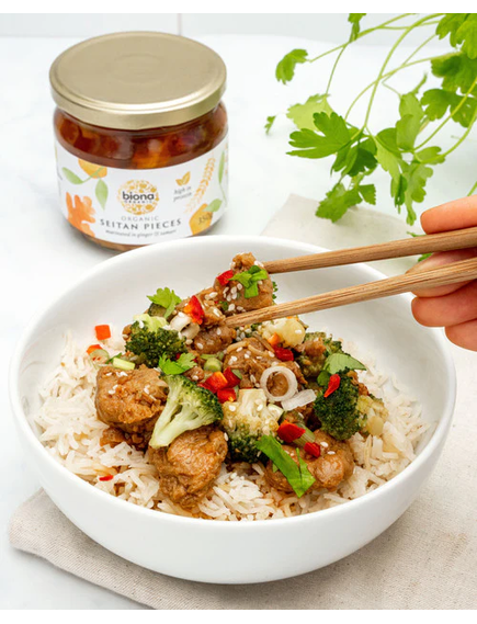 Biona Organic Сейтан шматочками маринований в імбирі та соєвому соусі Тамарі органічний 350 г, зображення 2