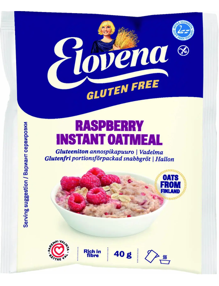 Каша вівсяна Малина безглютенова Elovena порційна упаковка 20шт*40 г, зображення 2