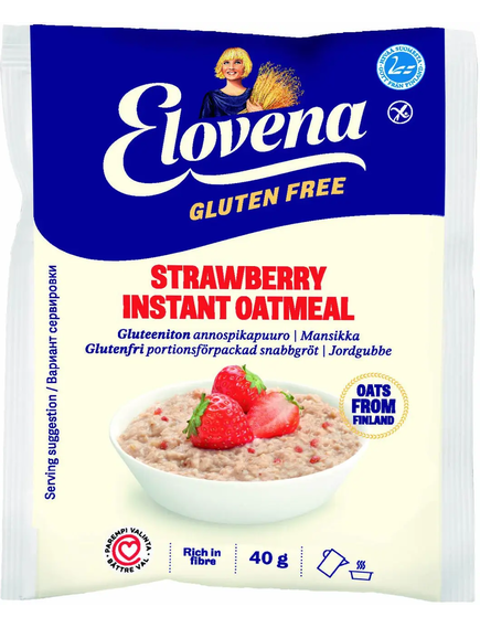 Каша вівсяна Полуниця безглютенова Elovena порційна упаковка 20шт*40 г, зображення 2
