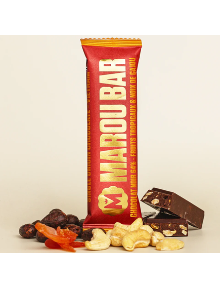 Marou Батончик шоколадний чорний Тропічні Фрукти-Кеш'ю 35 г, зображення 2