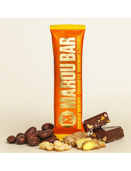 Marou Батончик шоколадний чорний Арахіс-Імбир-Солона Карамель 35 г, зображення 2