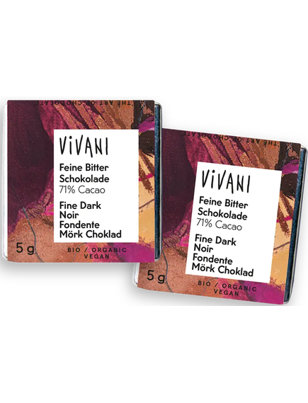Шоколад-міні чорний 71% Какао органічний Vivani упаковка 200шт*5 г, зображення 2