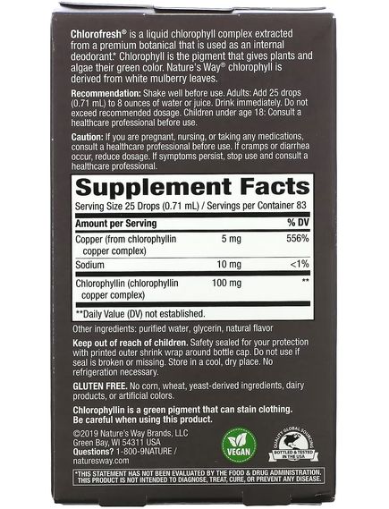 Nature's Way Chlorofresh Краплі з хлорофілом зі смаком м’яти 59 мл, зображення 2