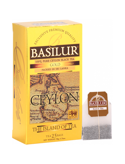 Basilur Чай чорний Чайний Острів Цейлон Золотий пакет 25шт*2 г, зображення 2