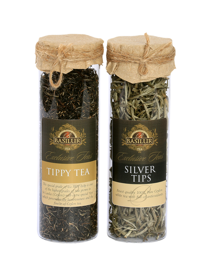 Basilur Чайний набір Срібні Тіпси та Тіпсовий Чай в подарунковій дерев'яній скринці 100 г, зображення 2