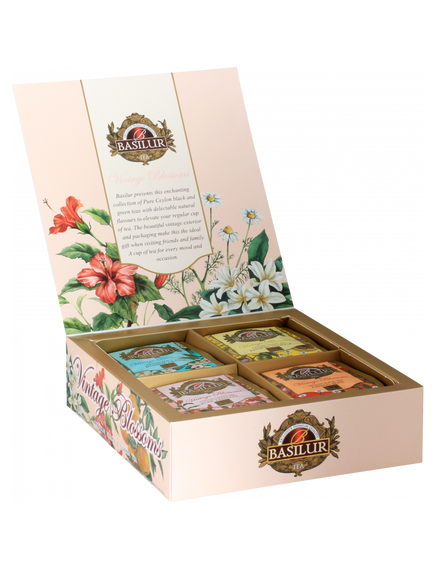 Basilur Чайний набір Вінтажні Квіти Асорті 4 види по 10 пакетиків-саше 60 г, зображення 2