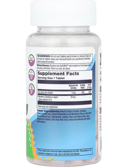 KAL Цинк-Бузина з ягідним смаком для дітей 5 мг 90 мікротаблеток, зображення 2