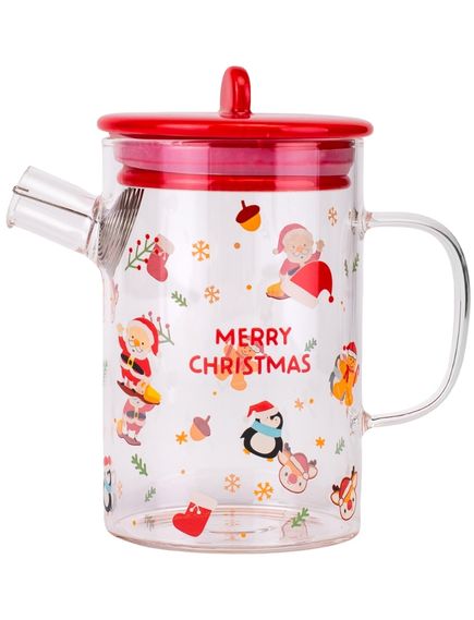 Різдвяний чайний набір Merry Christmas Чайник 450 мл + 2 Чашки по 250 мл Червоний, зображення 2