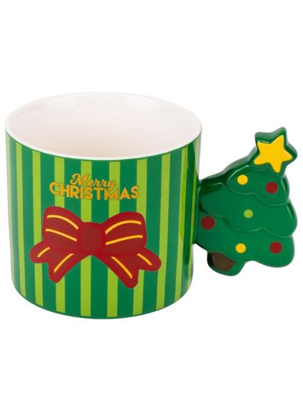 Чашка різдвяна керамічна Merry Christmas Ялинка 390 мл Зелена, зображення 2