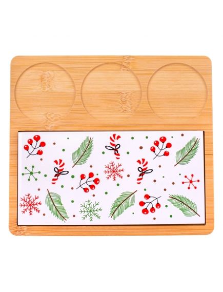 Блюдо для подачі різдвяне 3 Піали + Дощечка 22*19,5 см, зображення 3