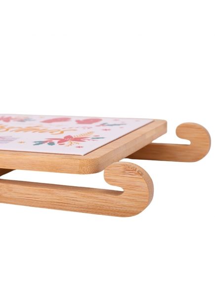 Блюдо для подачі різдвяне на бамбукових санях 2 Піали + Дощечка 34 см, зображення 5