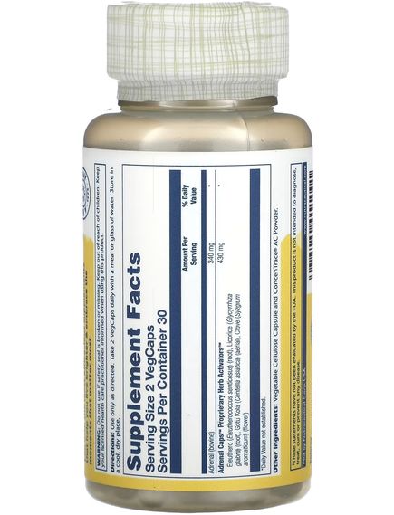 Solaray Adrenal Капсули для підтримки надниркової залози 60 капсул, зображення 2