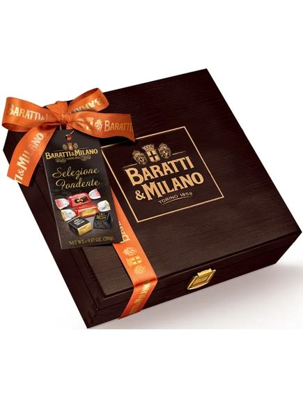 Baratti & Milano Цукерки шоколадні праліне темне Асорті в дерев'яній коробці 280 г
