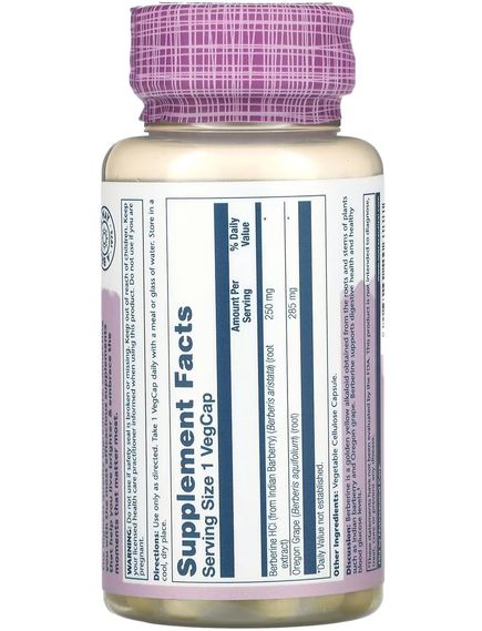 Solaray Берберин з орегонським виноградом 250 мг 60 веганських капсул, зображення 2