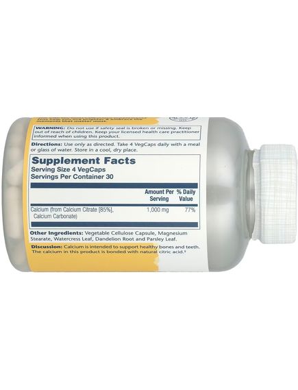 Solaray Кальцій Цитрат 1000 мг 120 веганських капсул, зображення 2