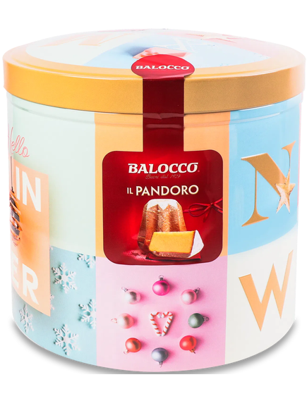 Пандоро різдвяний Balocco Класичний в металевій банці 750 г, зображення 2