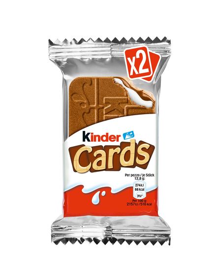 Kinder Cards Печиво-сендвіч з начинкою з молочного та шоколадного крему 128 г, зображення 2