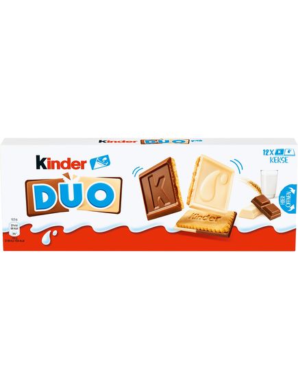 Kinder Duo Печиво в глазурі з молочного та білого шоколаду упаковка 12шт*150 г, зображення 2