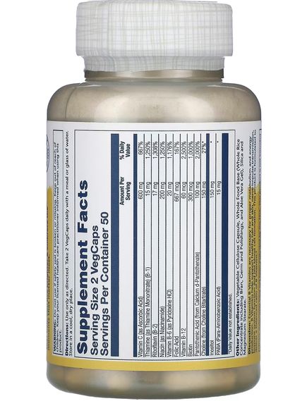 Solaray Balanced B-Stress Збалансований комплекс вітамінів B з вітаміном C проти стресу 100 капсул, зображення 2