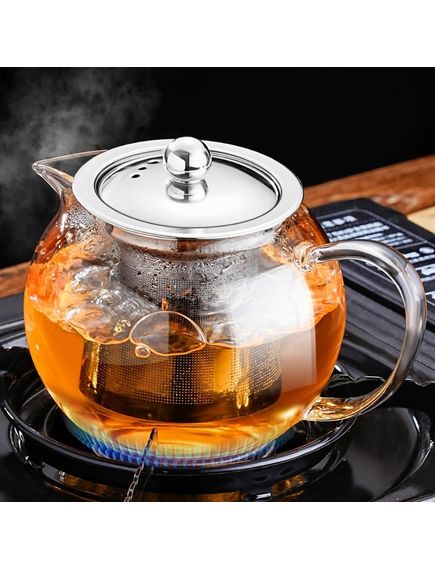Чайник заварювальний скляний з металевим ситом Assam 600 мл, зображення 2