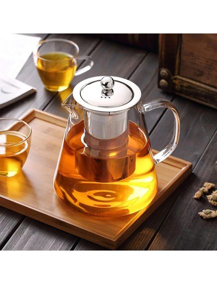 Чайник заварювальний скляний з металевим ситом Puer 950 мл, зображення 2