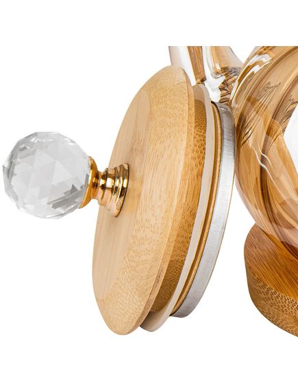 Чайник заварювальний скляний на бамбуковій підставці Brilliant 1000 мл, зображення 3