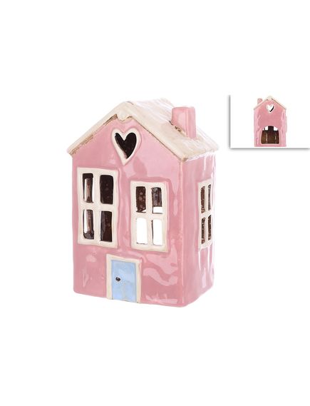 Свічник керамічний Будиночок Рожевий 20,5 см, зображення 2