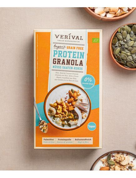 Гранола Протеїнова з кокосом, насінням та горіхами веганська органічна Verival 400 г, зображення 2