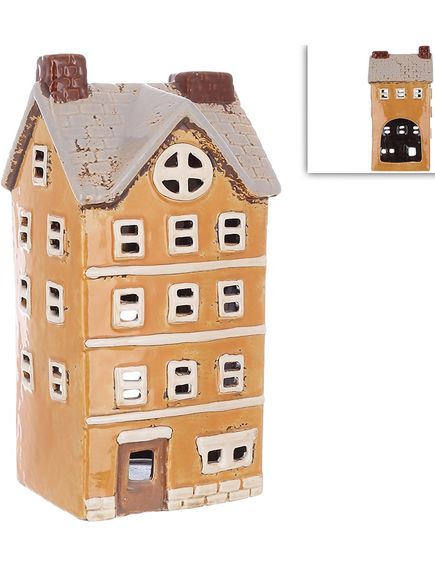 Свічник керамічний Будиночок Кремовий 22 см, зображення 2