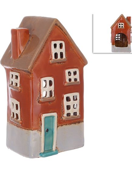 Свічник керамічний Будиночок Коричневий 18 см, зображення 2