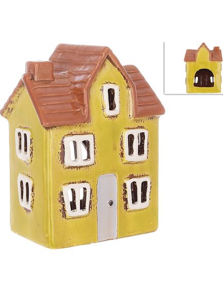 Свічник керамічний Будиночок Жовтий 15 см, зображення 2