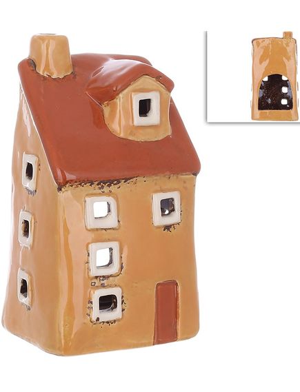 Свічник керамічний Будиночок Коричневий 14,5 см, зображення 2